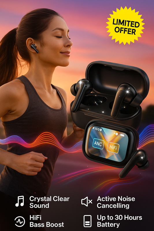 Smart Touch Wireless Earphones with Innovative Display & Premium Sound